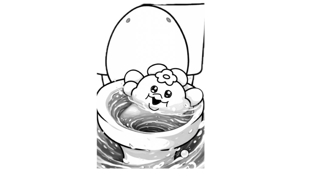 トイレに流されるんぽちゃむ